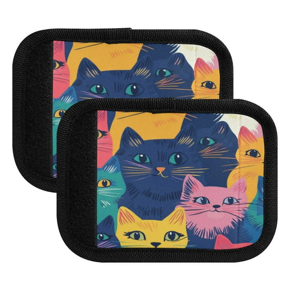 Luggage Handle Wrap for Suitcase 2-Pack Includes Back Information Card Colorful Cats