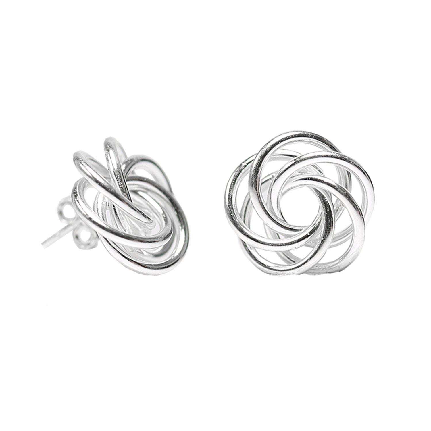 LeCalla 925 Sterling Silver Italian Design Hypoallergenic Love Knot Stud Earrings Jewelry Gifts for Friends Women and Teen 14MM