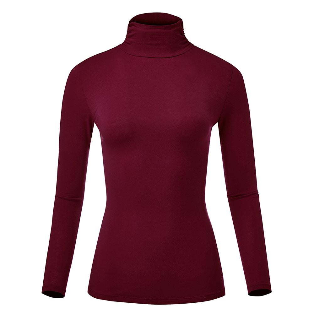 Kuda Moda Women's Ribbed Stretch Long Sleeve Mock Neck Kuda Moda Women's Ribbed Stretch Long Sleeve Mock Neck