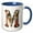 Blue/White, variant on 3drose, Boho Floral Monogram Initial M, 11oz Two-tone Green Mug