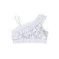 thumbnail image 5 of YiZYiF Girls Asymmetrical Dance Top Shiny Sequins Performance Crop Top Dancewear, 5 of 7