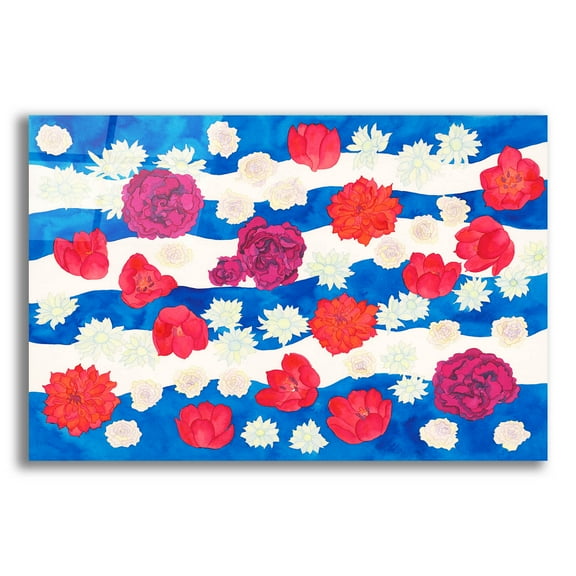 Epic Art 'Patriotic Floral' by Carissa Luminess, Acrylic Glass Wall Art, 16"x12"