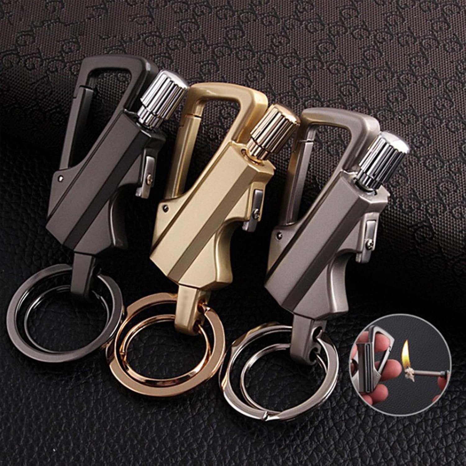 Visulong/Benighty Keychain, Visulong/Benighty Sleek Metal Keychain, Permanent Match Infinity Lighter, 3-in-1 Multifunctional Pendant (3Pcs-Mixed)