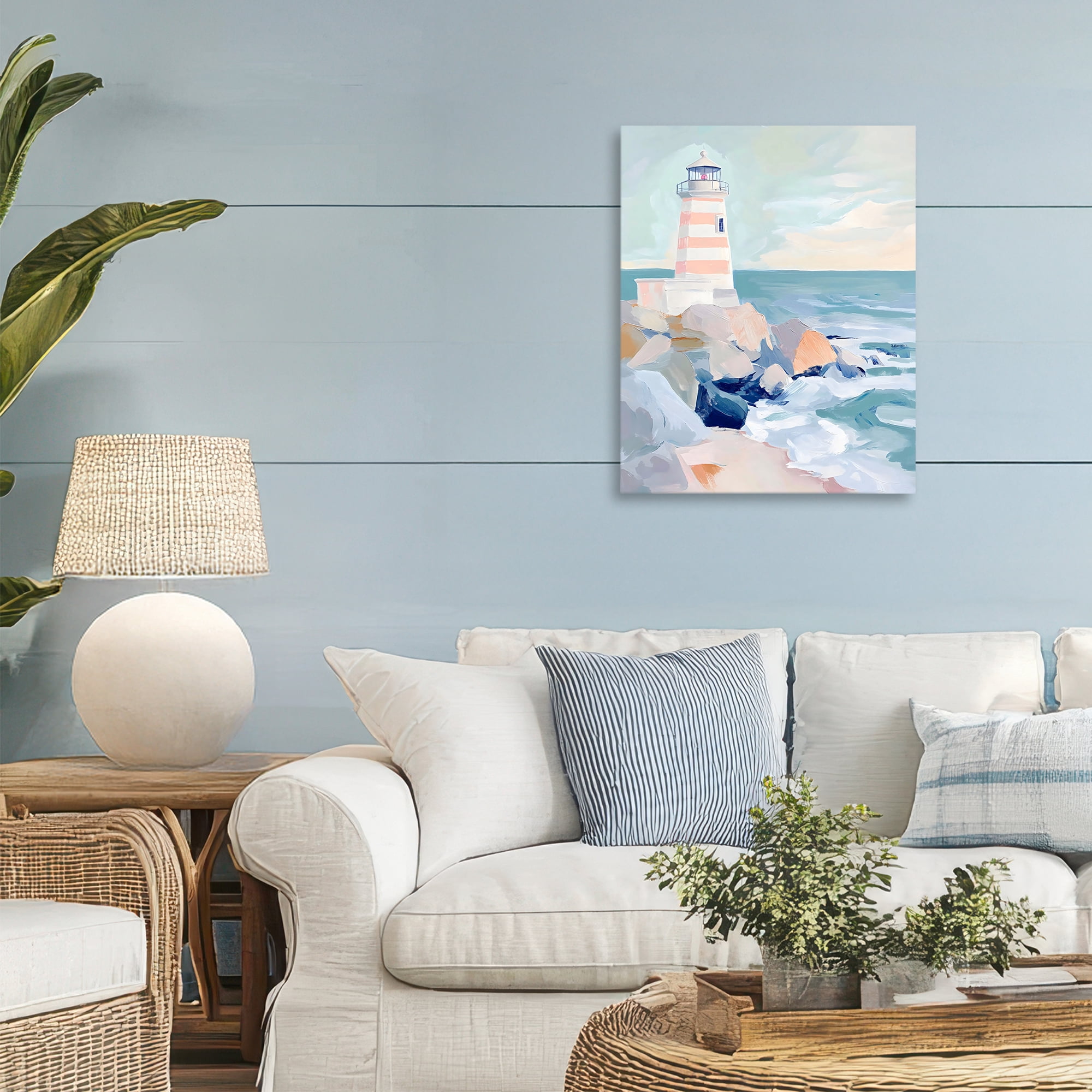 Stupell Industries Coastal Lighthouse in Pastels Canvas Wall Art, design by Creative Studio