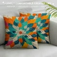thumbnail image 3 of Fenyluxe   Orange Teal Grey Pillow Covers Dahlias Floral Modern Farmhouse Rustic Decorative Couch Pillow Cases with Zipper Home Decor for Living Room Bedroom Bed Cushion Outdoor White, 3 of 5