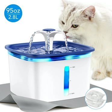 PETEMPO LED Cat Waterfall, Wireless Pump, 2 Flow Modes, 2L Capacity for ...