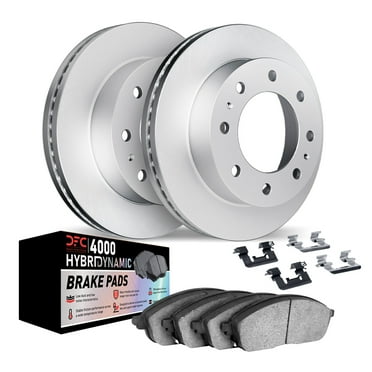 Dynamic Friction Company Rear Geospec Brake Rotors Kit | 4000 HybriDynamic Brake Pads includes Hardware 4812-54047