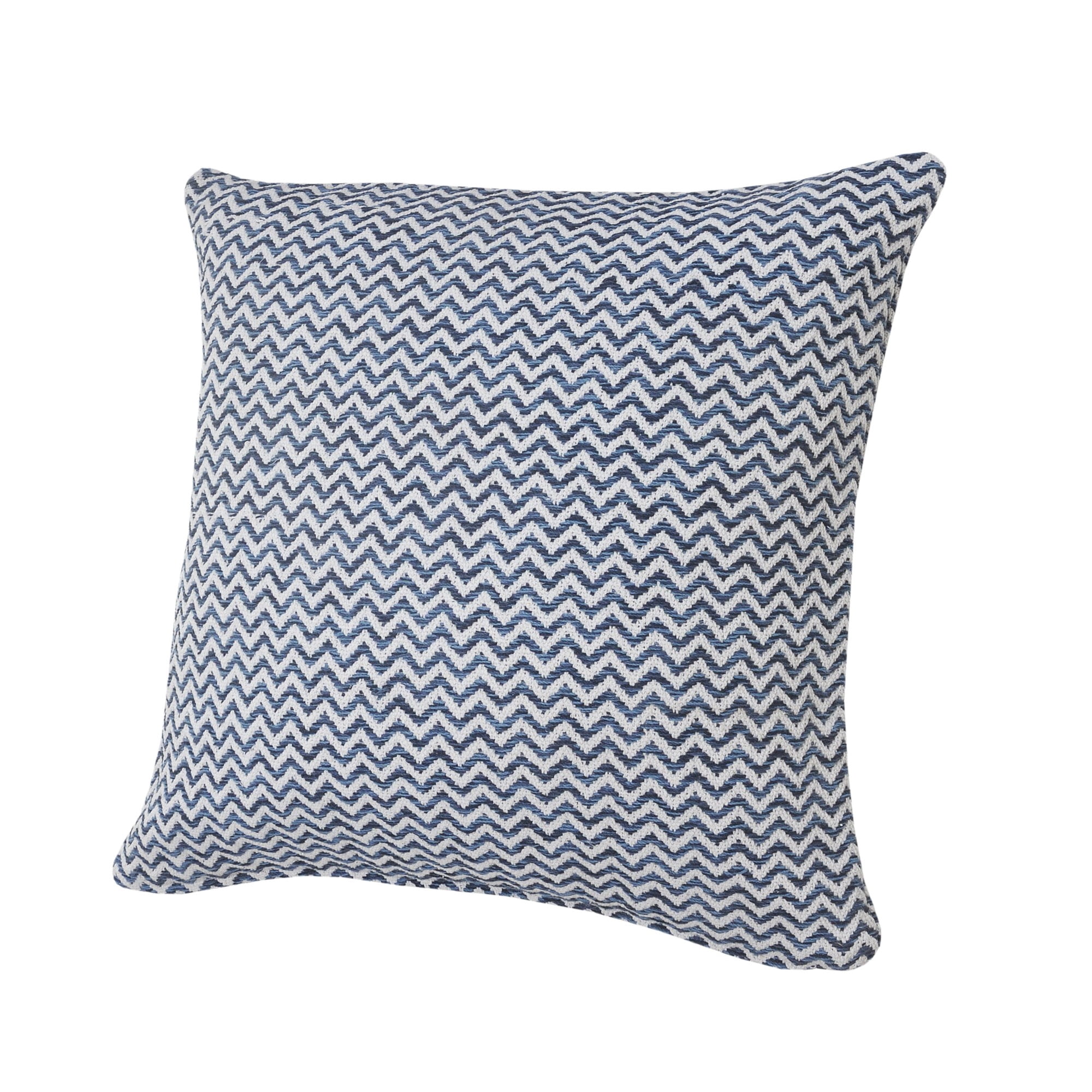 Laddha Home Designs Handwoven Over Tufted Chevron Cotton Throw Pillow Cover - 22" - Blue and White
