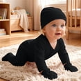 thumbnail image 3 of ShomPort Newborn Boy Girl Clothes Warm Cotton Romper Long Sleeve Jumpsuits with Mittens Hats Sets 0-12 Months, 3 of 5