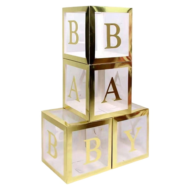 Cajas de globos transparentes reutilizables para fotografía con letras para niñas y niños BEBÉ dorado