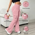 thumbnail image 2 of Ihhxva Women's Slim Fit Cargo Pants Elastic Waist Multi-Pockets Yoga Stretch Summer Casual S-2XL, 2 of 8