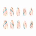 thumbnail image 5 of 24pcs manicure round head simple multi-color lines wavy summer full coverage detachable DIY nail stickers, 5 of 5