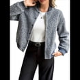 thumbnail image 1 of Chaqueta Corta de Piel Sintética para Mujer, Otoño-Invierno, con Cremallera y Bolsillos. Abrigos con Bolsillo. Gris M, 1 of 8