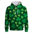 thumbnail image 3 of IWRICH Men's Shamrock Printed Hoodies St. Patrick's Hooded Sweatshirts Casual Fall Tees with Pocket 02-Dark Green M, 3 of 4