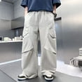 thumbnail image 2 of Cargo Pants for Girls Casual Elastic Waist Back to School Outfit Streetwear Pants Grey Pants for Kids, Size 5-16 Years, 2 of 6