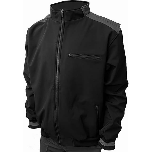 Smitty BBS341 MLB Style Full Zip Thermal Fleece Umpire Jacket (Black/Charcoal, X-Large)