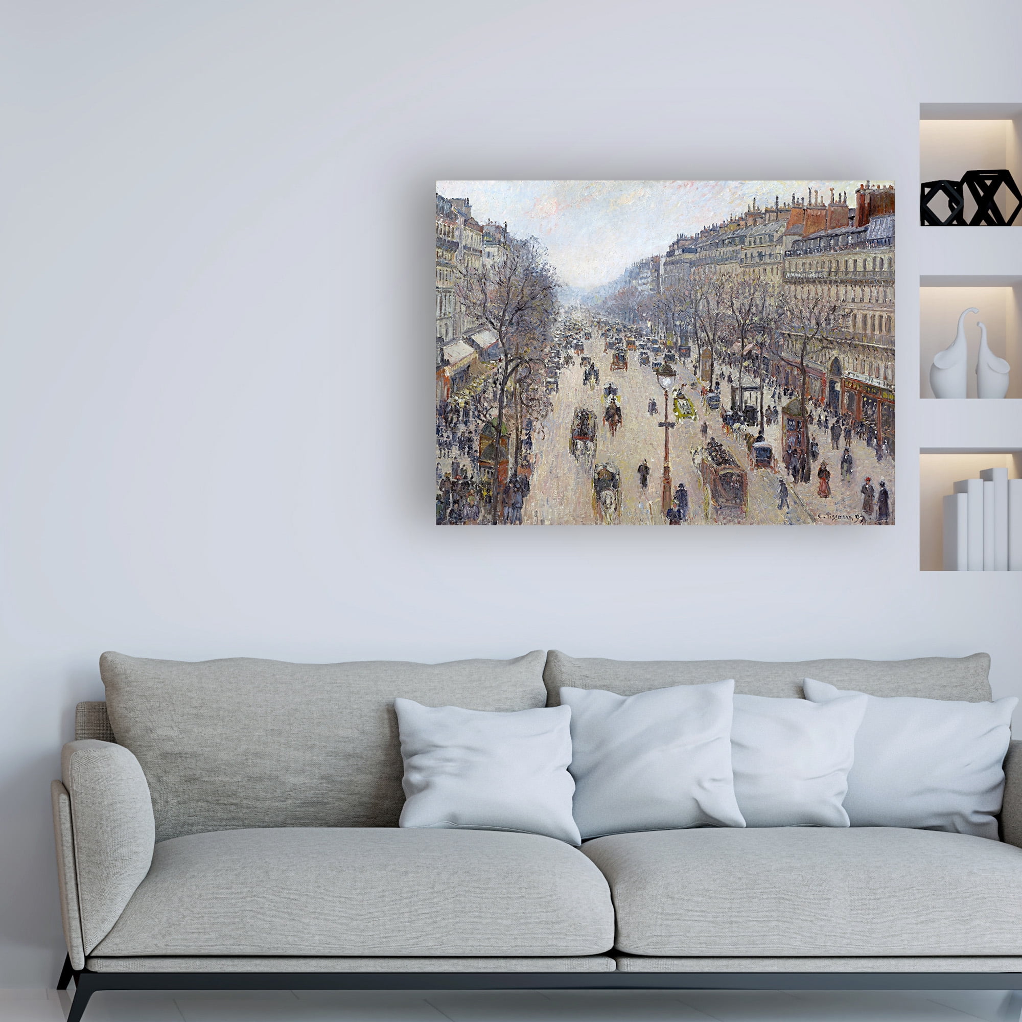 Trademark Fine Art 'Boulevard Montmartre, morning, cloudy weather' Canvas Art by Pissarro