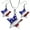 Silver, variant on 4th of July USA American Flag Heart Star Pendant Necklace Earrings Set (Star Royal Blue Dot Dangle)