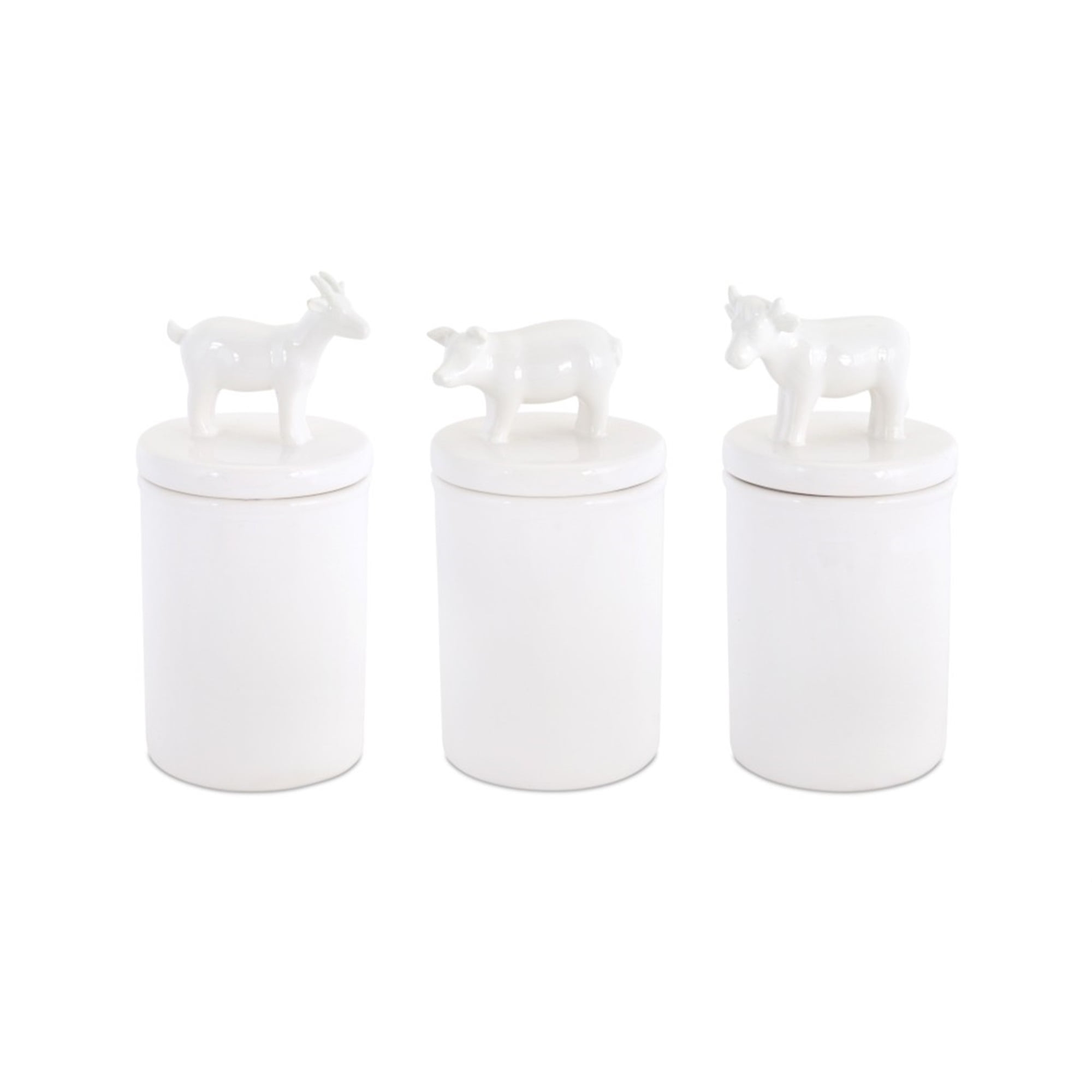 Farm Animal Canisters (Set of 3) 3.75" x 8.5"H Clay