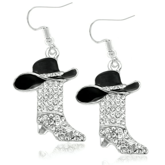 DESIGNICE Rhinestone Western Boots Earrings Cowgirl Cowboy Enamel Hat Bohemian Rodeo Boot Drop Dangle Earrings for Women