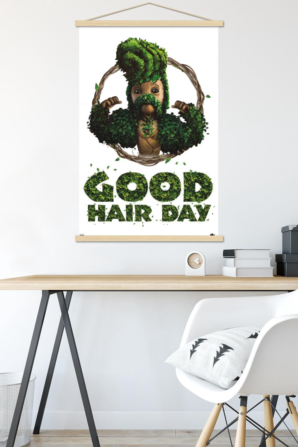Marvel I Am Groot - Good Hair Day Wall Poster with Magnetic Frame, 22.375" x 34"