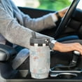 thumbnail image 6 of 30 Oz Insulated Tumblers with Flip Straw Lid Top Handle Striped Bows Pink Leakproof Reusable Vacuum Stainless Steel Travel Coffee Mug for Car, 6 of 6