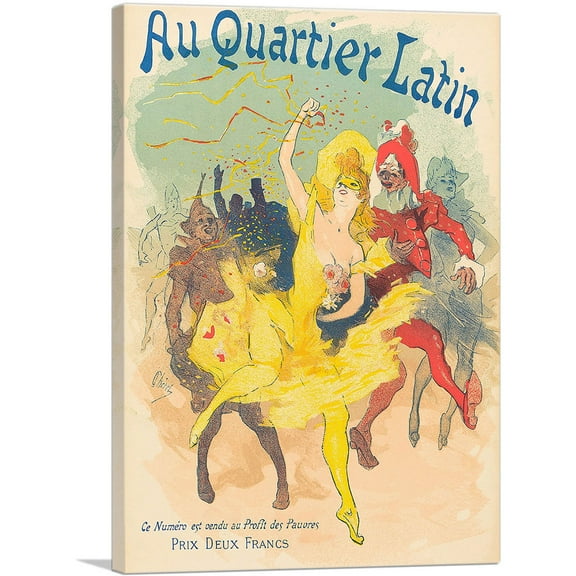 ARTCANVAS Au Quartier Latin 1894 Canvas Art Print by Jules Cheret - Size: 26" x 18" (0.75" Deep)