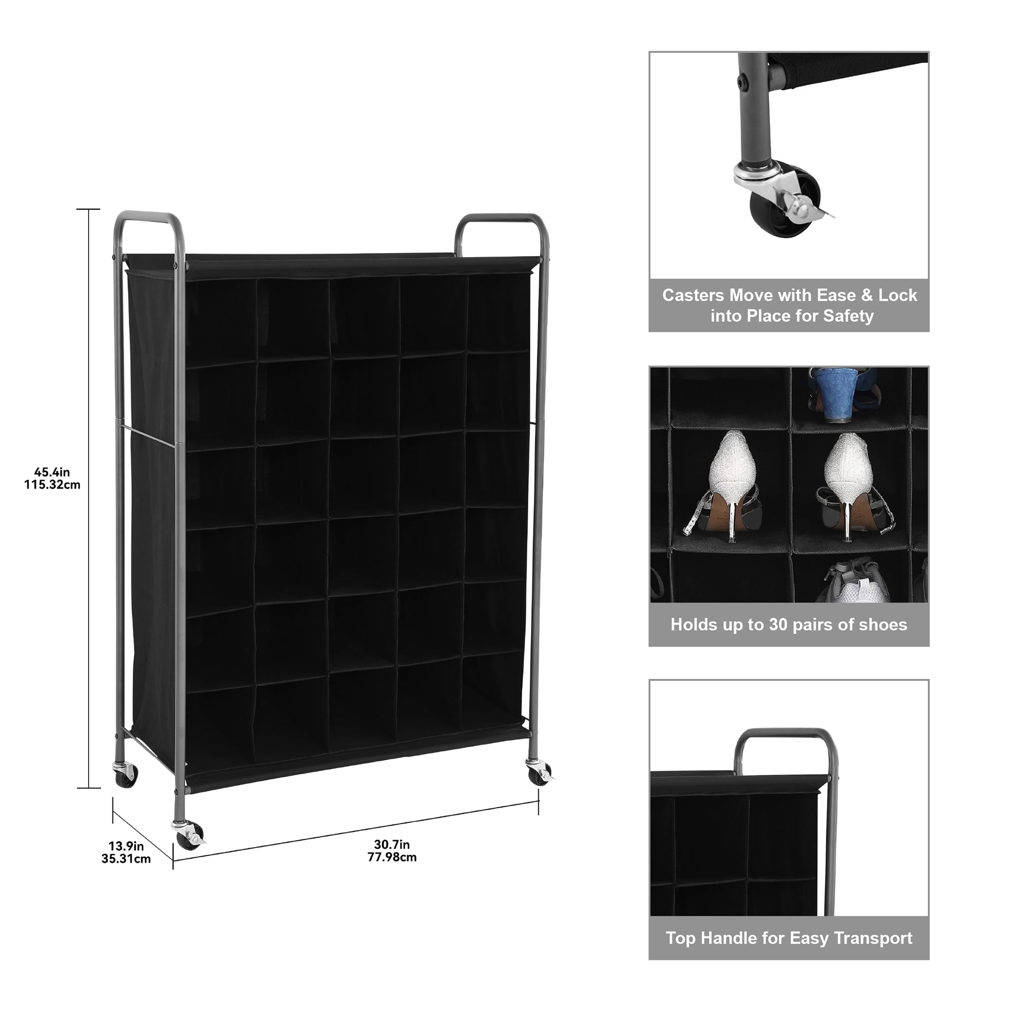 Mainstays 6 Tiers 30-Pairs Shoe Organizer, Black