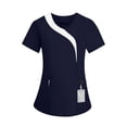 thumbnail image 5 of Inverlee Scrub Tops for Women Multi Color Short Sleeve Workwear Comfort Shirts Professional Uniform Blouses Navy XL, 5 of 8