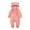 Pink, variant on Luxalzxs Newborn Onesies with Mitten Cuffs Baby Boys Girls Winter Fleece Hooded Romper Jumpsuit Zipper Onesies Coat Outwear