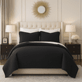 thumbnail image 2 of DBOZE Oversized King 3 Piece Lightweight Quilt Set Soft Cotton Blend Bedspread with Diamond Embroidery Black, 2 of 5