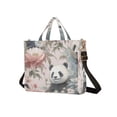 thumbnail image 2 of Pandas Flowers Floral Leaves Bear Corduroy Tote Bag Handbag Large Messenger Bag Shoulder Crossbody Zipper Bag Purse, 2 of 8