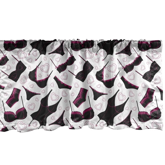 Ambesonne Retro Window Valance, Lingerie Women`s Fashion, 54" X 18", Black Fuchsia White