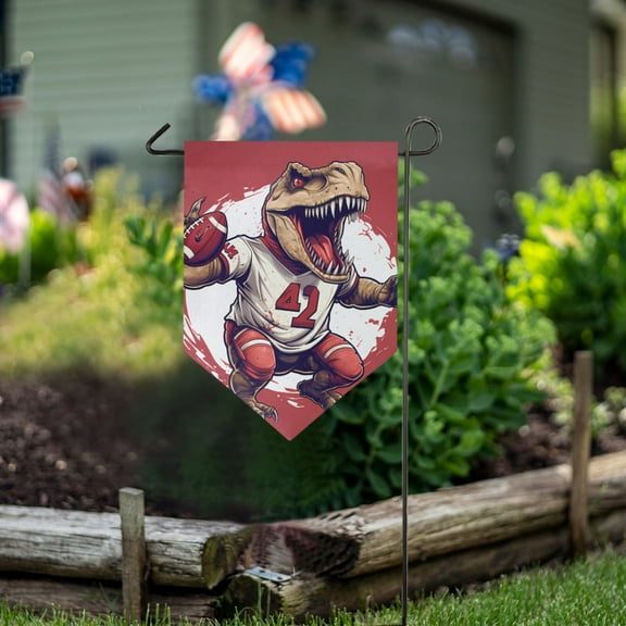 Dinosaur Baseball Garden Flag 18" x 12.5" Double Sided Yard Lawn Outdoor Decor Small Yard Flags