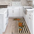 thumbnail image 3 of Watercolor Stripes Pumpkin Decorative Kitchen Mats Set of 2, Home Seasonal Fall Holiday Party Autumn Harvest Thanksgiving Vintage Low-Profile Floor Mat - 17x29 and 17x47 Inch, 3 of 6