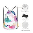 thumbnail image 5 of XMXT Drawstring Travel Backpack, Colorful Cartoon Bird Painting Waterproof Gym Bag for Women, s, 5 of 8