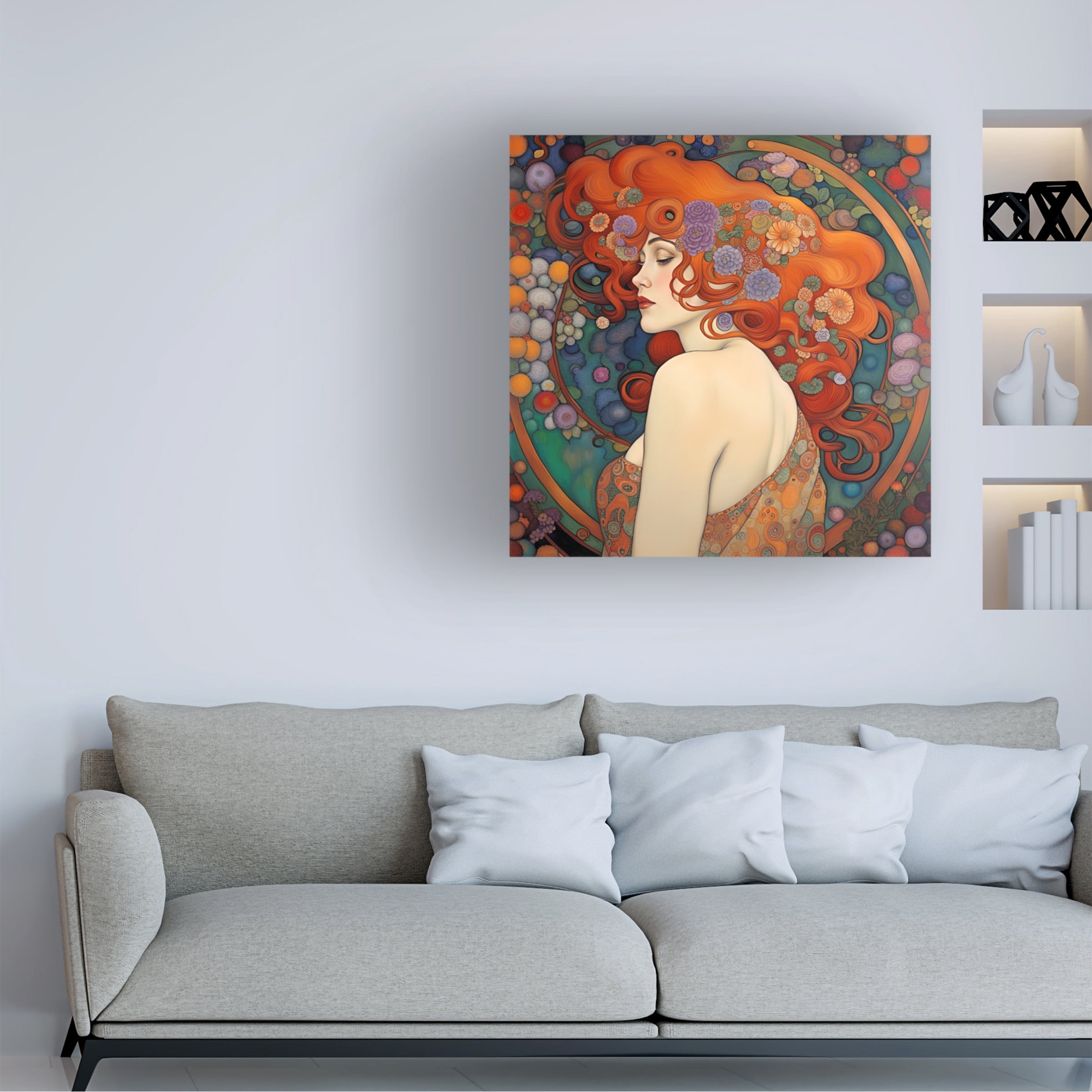 Canvas Wall Art - Tina Lavoie 'Art Nouveau Beauty I' Wall Art for Living Room, Bedroom, or Office DÃ©cor by Trademark Fine Art - 35 x 35 Inches