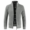 thumbnail image 5 of Cardigan sweater thickened warm sweater men's zipper sweater-dark blue-M, 5 of 5