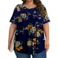 thumbnail image 4 of Fantaslook Womens Plus Size Tops Tunic Short Sleeve Shirts Floral Blouses Loose Summer Tops, 4 of 6