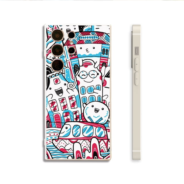 Proteja su iPhone con estilo con esta funda de goma de TPU con estampado de dibujos animados creativa y minimalista