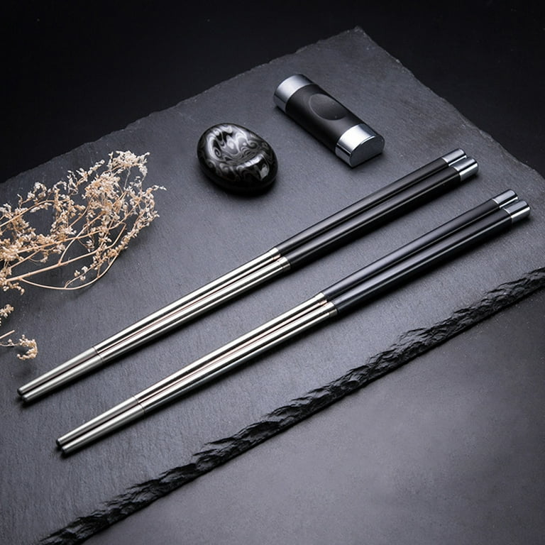 5 Pairs Metal Chopsticks Reusable, Stainless Steel Chopsticks Set