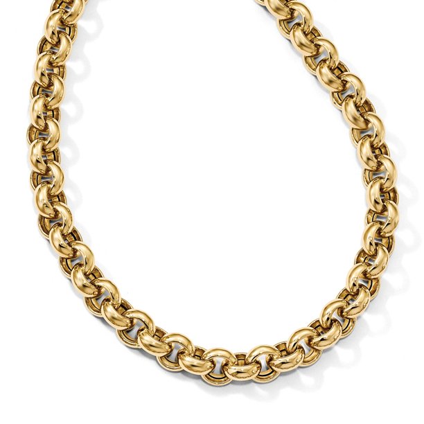 AA Jewels Solid 14k Yellow Gold Rolo Link Necklace Chain with