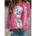 thumbnail image 4 of Linda Sudadera Con Estampado De Gato, Sudadera Informal De Manga Larga Con Cuello Redondo Para Otoño E Invierno, Ropa De Mujer, 4 of 4