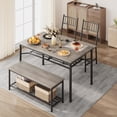 thumbnail image 3 of GAOMON Dining Table Set for 4, 47.2" Rectangular Kitchen Table with 2 Chairs & Storage Bench, Space-Saving Dining Set for Small Spaces & Apartments, 3 of 8