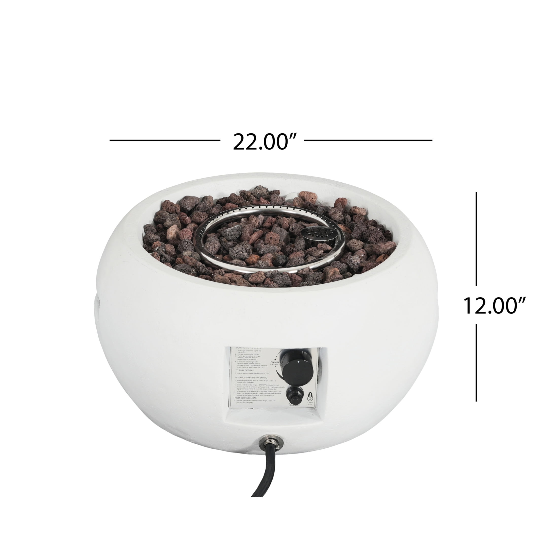 Christopher Knight Home 22" Patio MGO Propane Fire Pit, 40,000 BTU Round Heater with Waterproof Cover, White