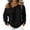 02# Black, variant on Women's Cotton Tops Ihhxva Loose Fit off Shoulder Blouse with Adjustable Waist Buckle Top Casual Summer Boho Chic Flowy A-Line Yarn Dyed Blouson S-2XL