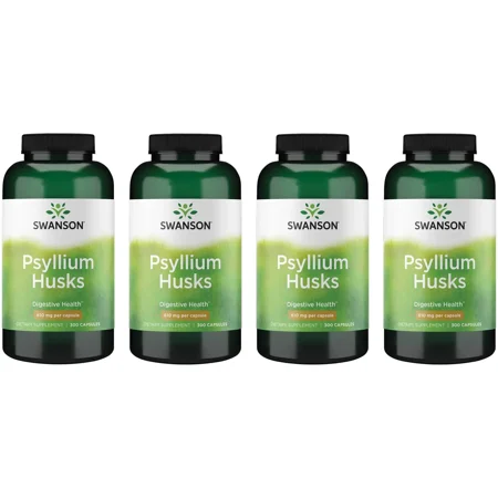 Swanson Psyllium Husk Dietary Fiber Supplement 610 mg 300 Capsules - (4 Pack)