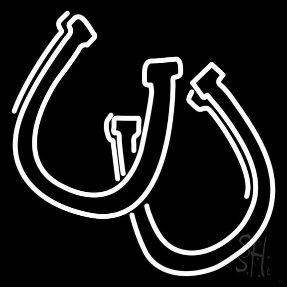 Horse Shoe Pair LED Neon Sign 24 x 24 - inches, Black Square Cut Acrylic Backing, with Dimmer - Bright and Premium built indoor LED Neon Sign for store interior Décor, Storefront.