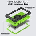 thumbnail image 5 of Allytech Rugged Case for Samsung Galaxy A9 8.7" SM-X110 X115 X116, Build in Screen Protector Hybrid Heavy Duty Shockproof Protective Rotating Stand Bumper Kids Friendly Shoulder Strap - Lime, 5 of 8