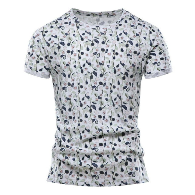 Camiseta de manga corta con estampado cómodo de algodón de verano para hombre Pompotops oipoqjl31785